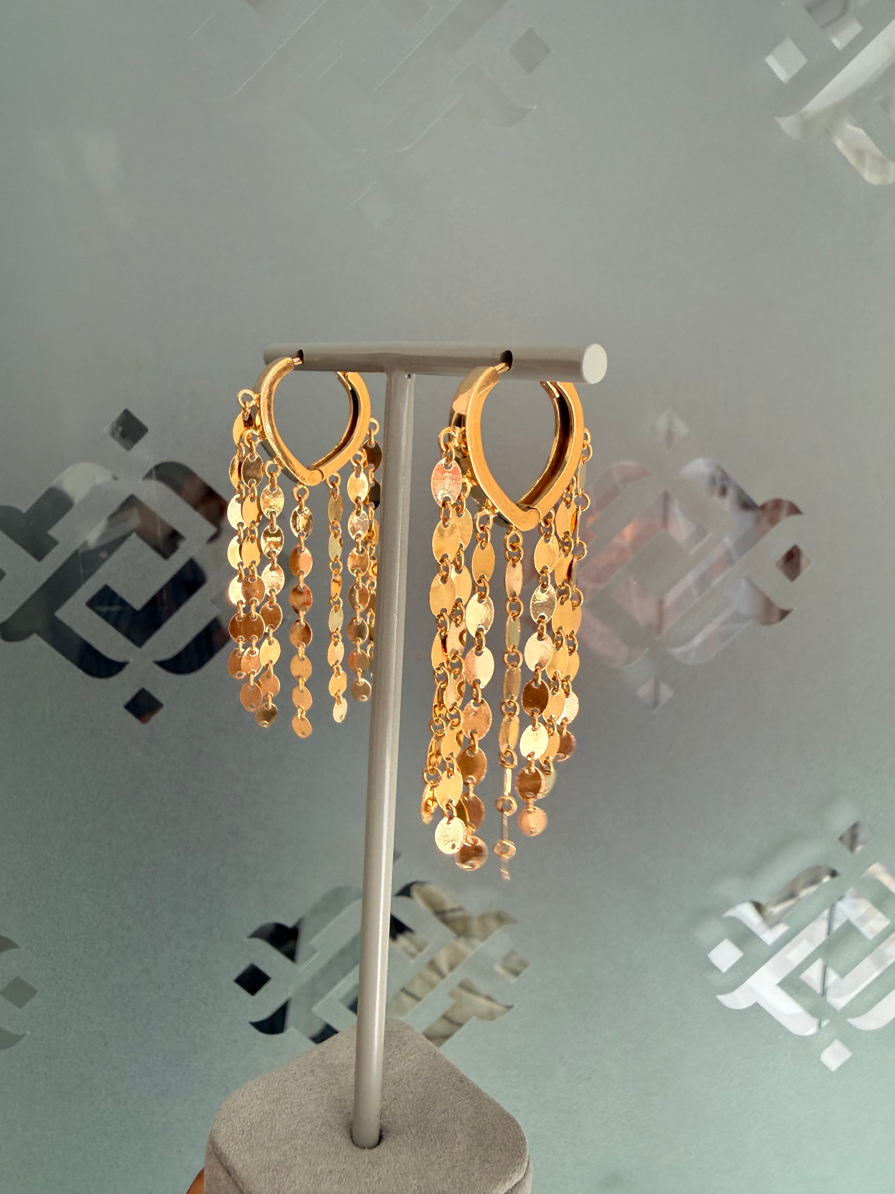 Dancing Chain Tassel Hoop Earrings