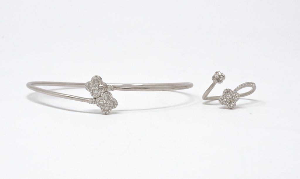 Clover Bloom Silver Ring & Bangle Set