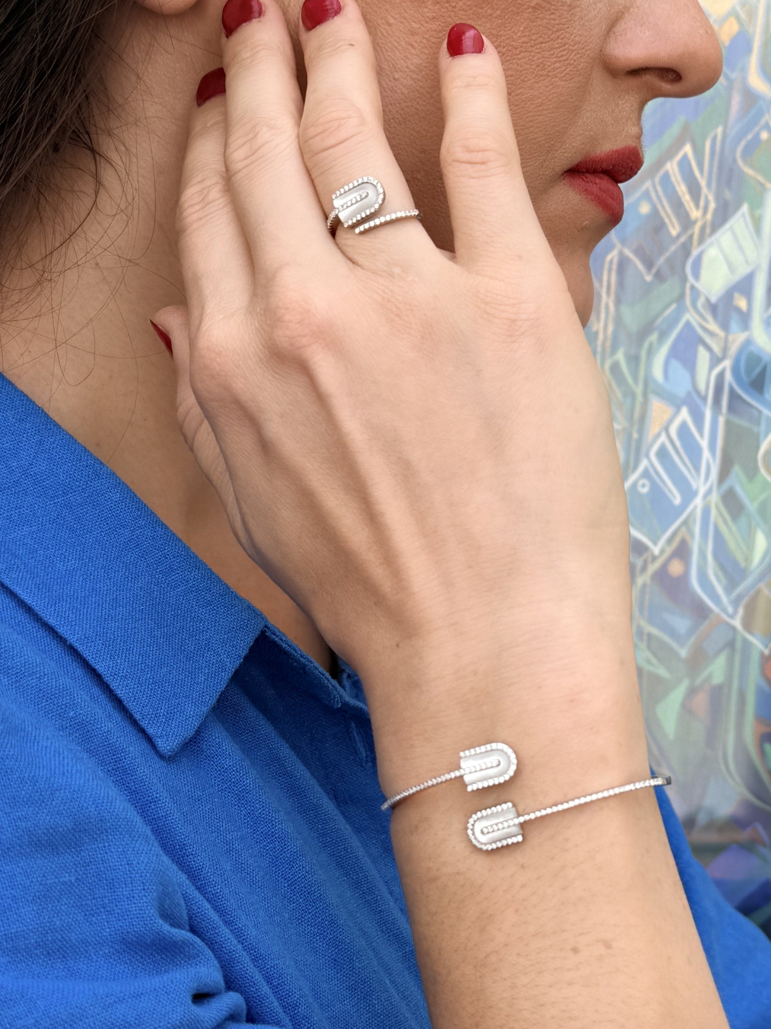 U-Link Silver Open Ring & Cuff Set
