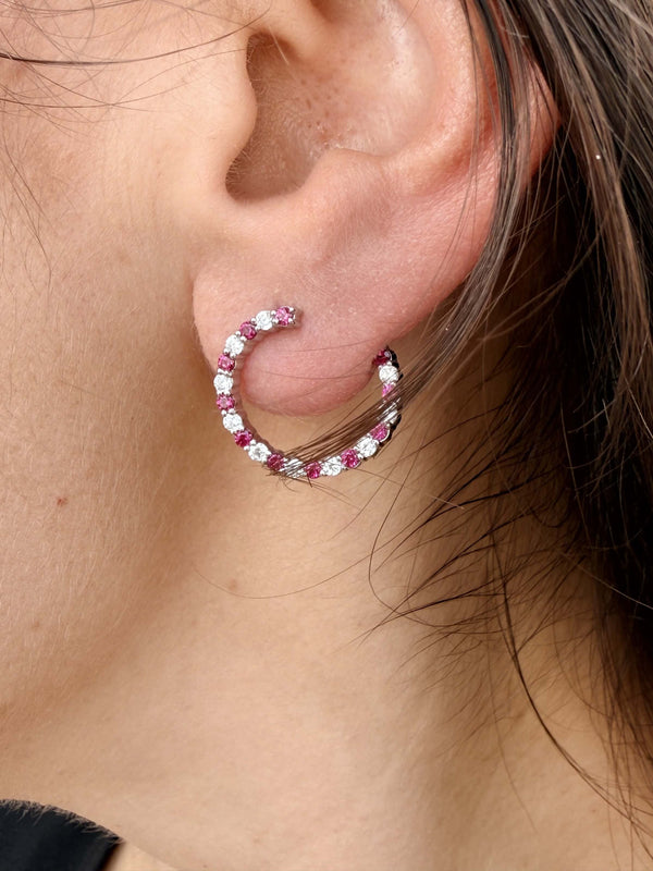 Elara Ruby Hoop Earrings