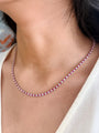 Ruby Pink and White Tennis Necklace