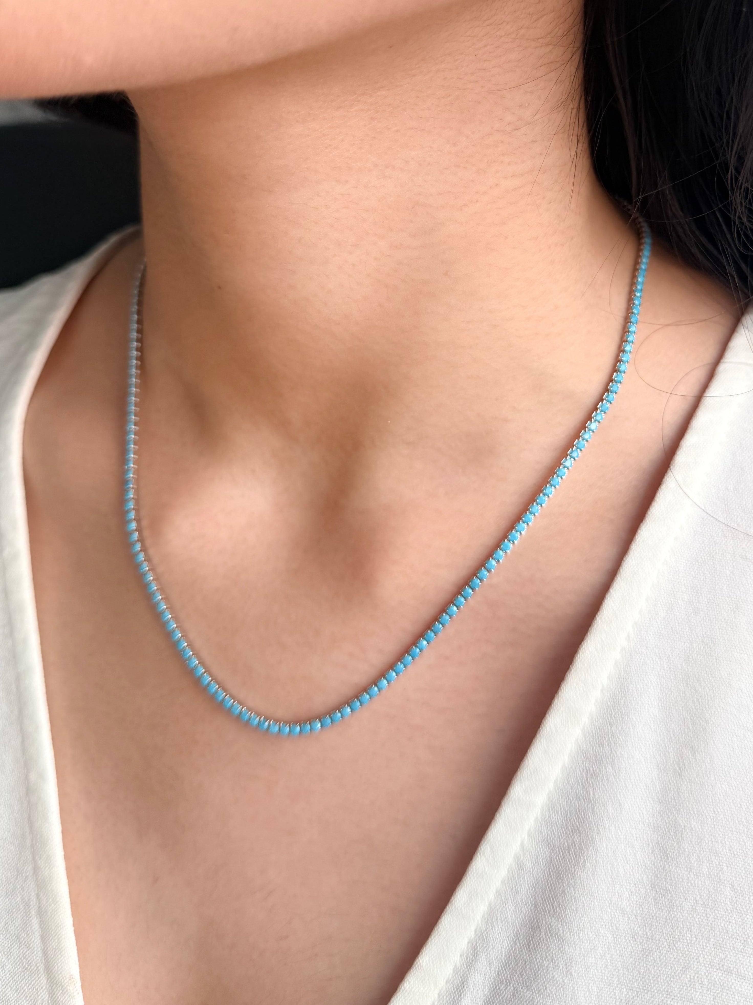 Feroza Blue Tennis Necklace