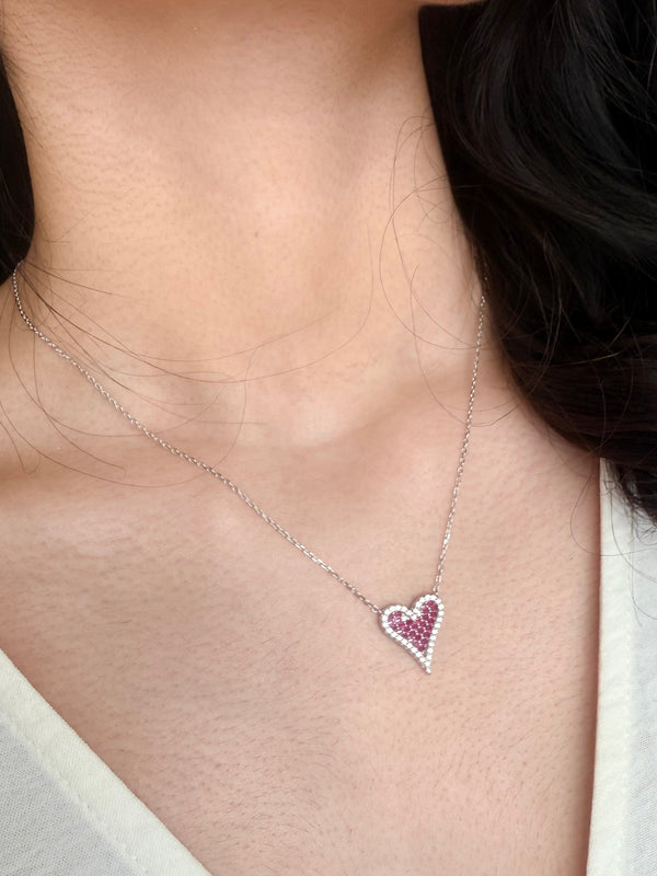 Blush Heart Zircon Necklace & Earrings Set