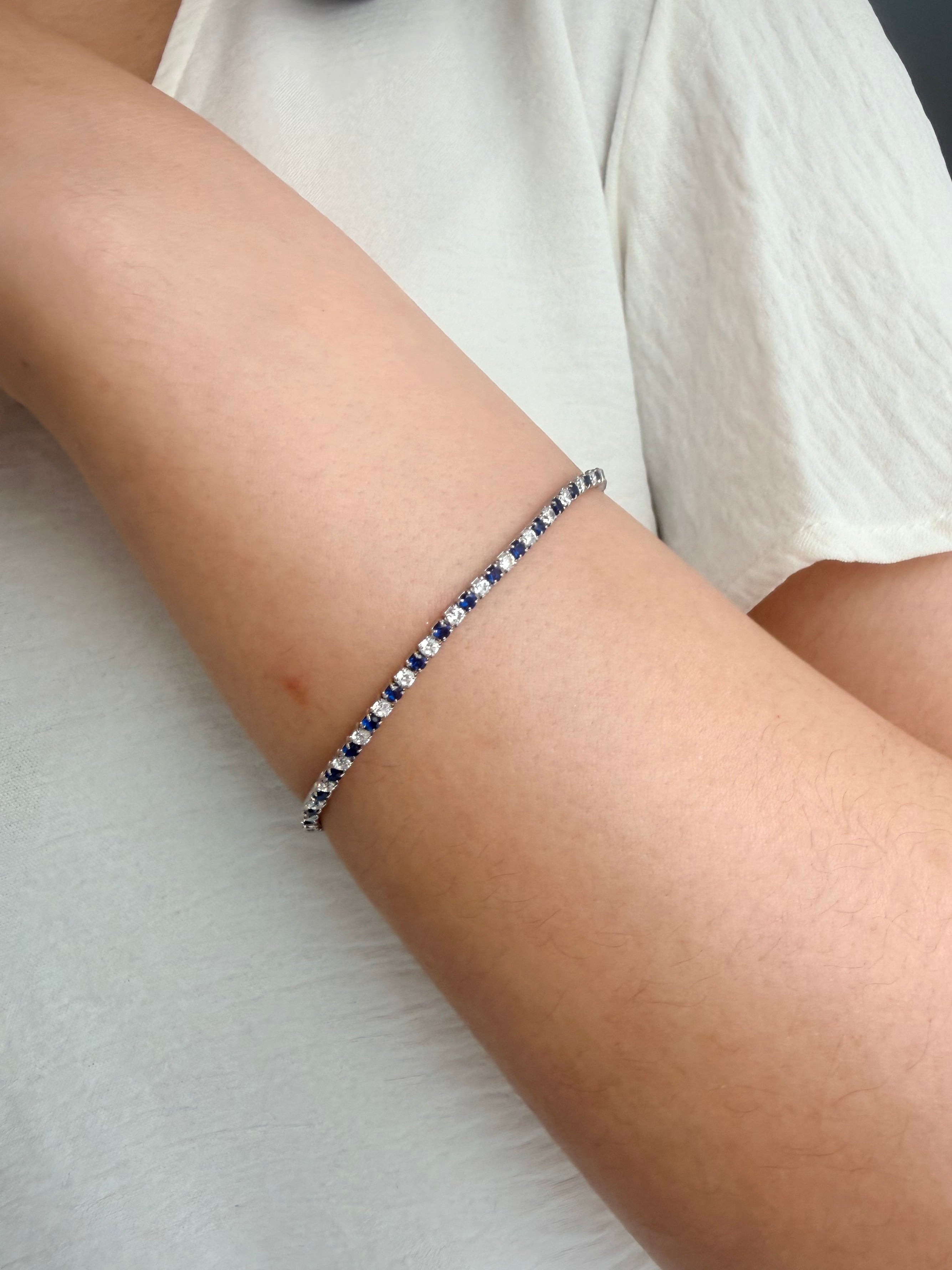 Blue and White Tennis Bracelet