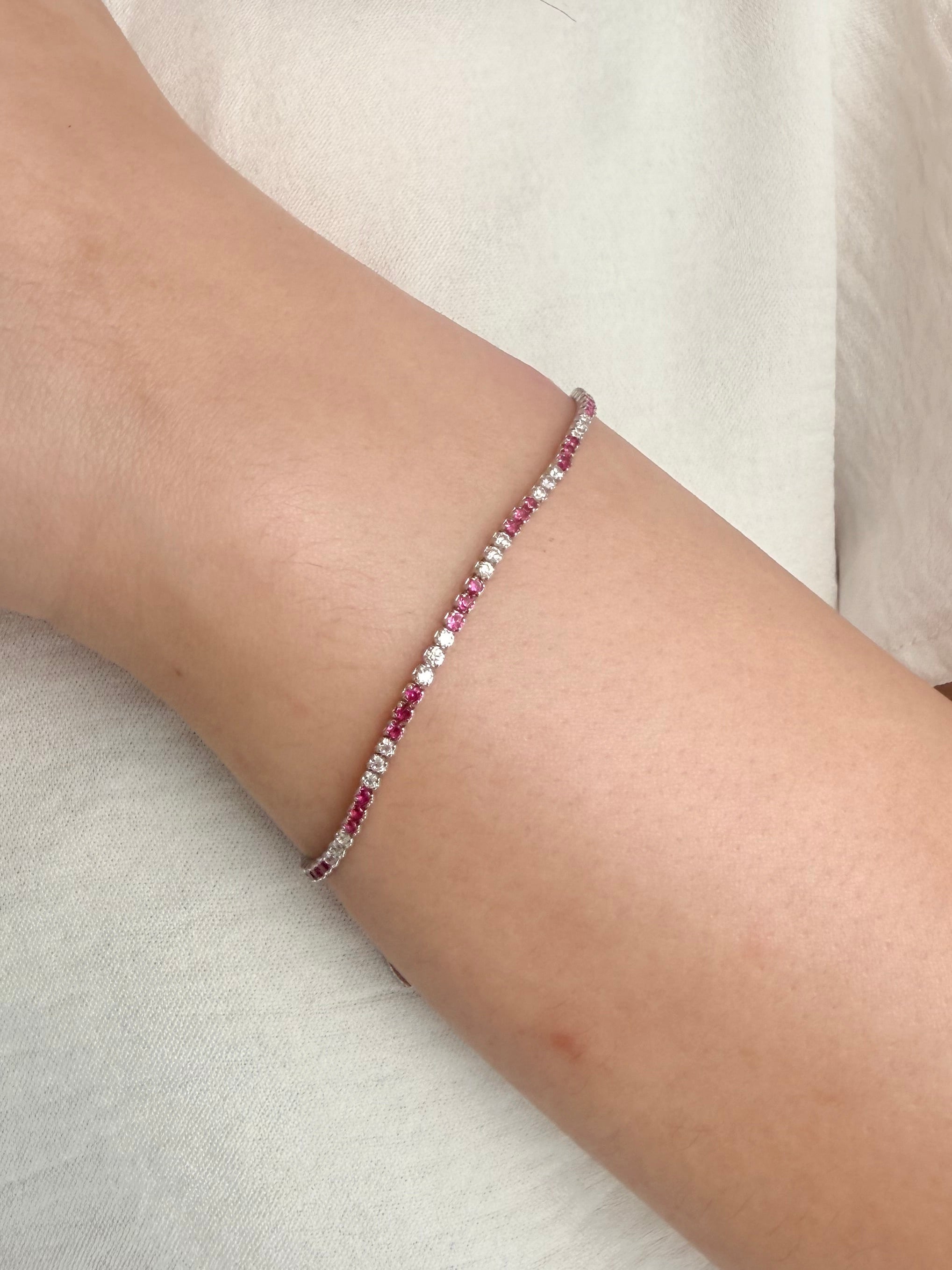Red and White Tennis Bracelet