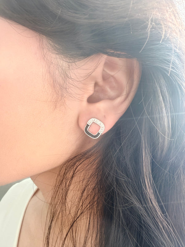 Black Enamel Stud Earrings