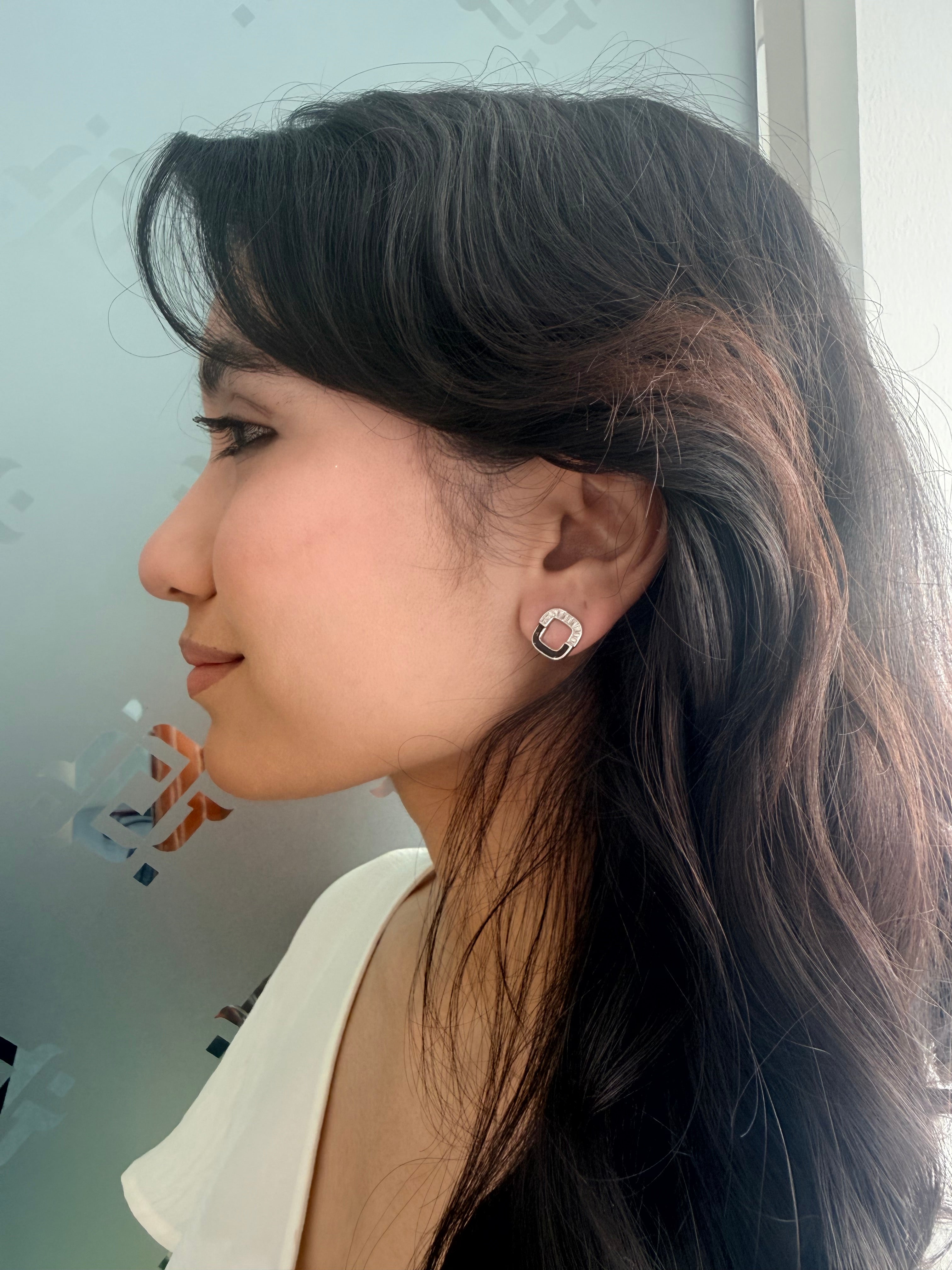 Black Enamel Stud Earrings