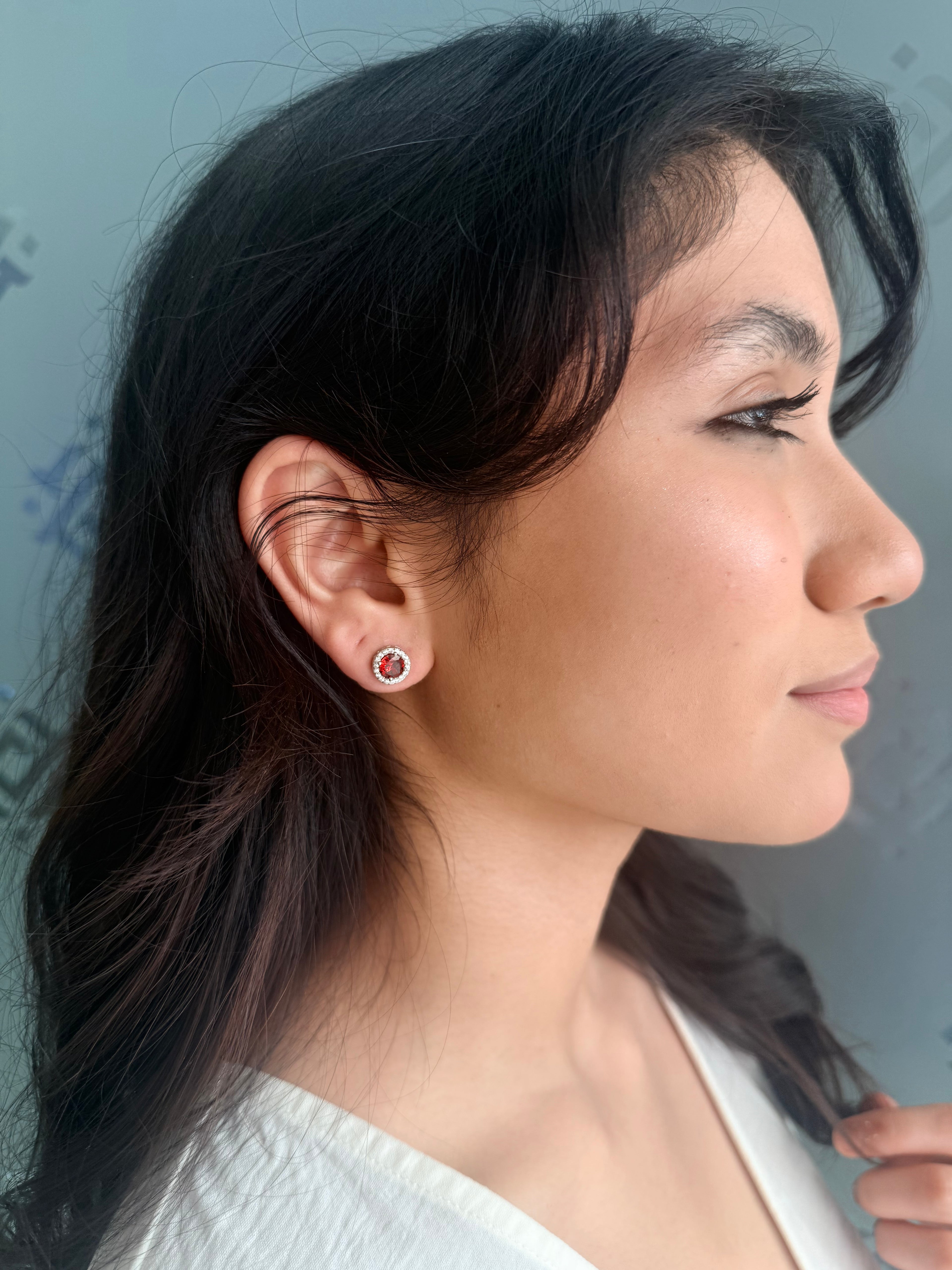 Amber Crystal Round Studs