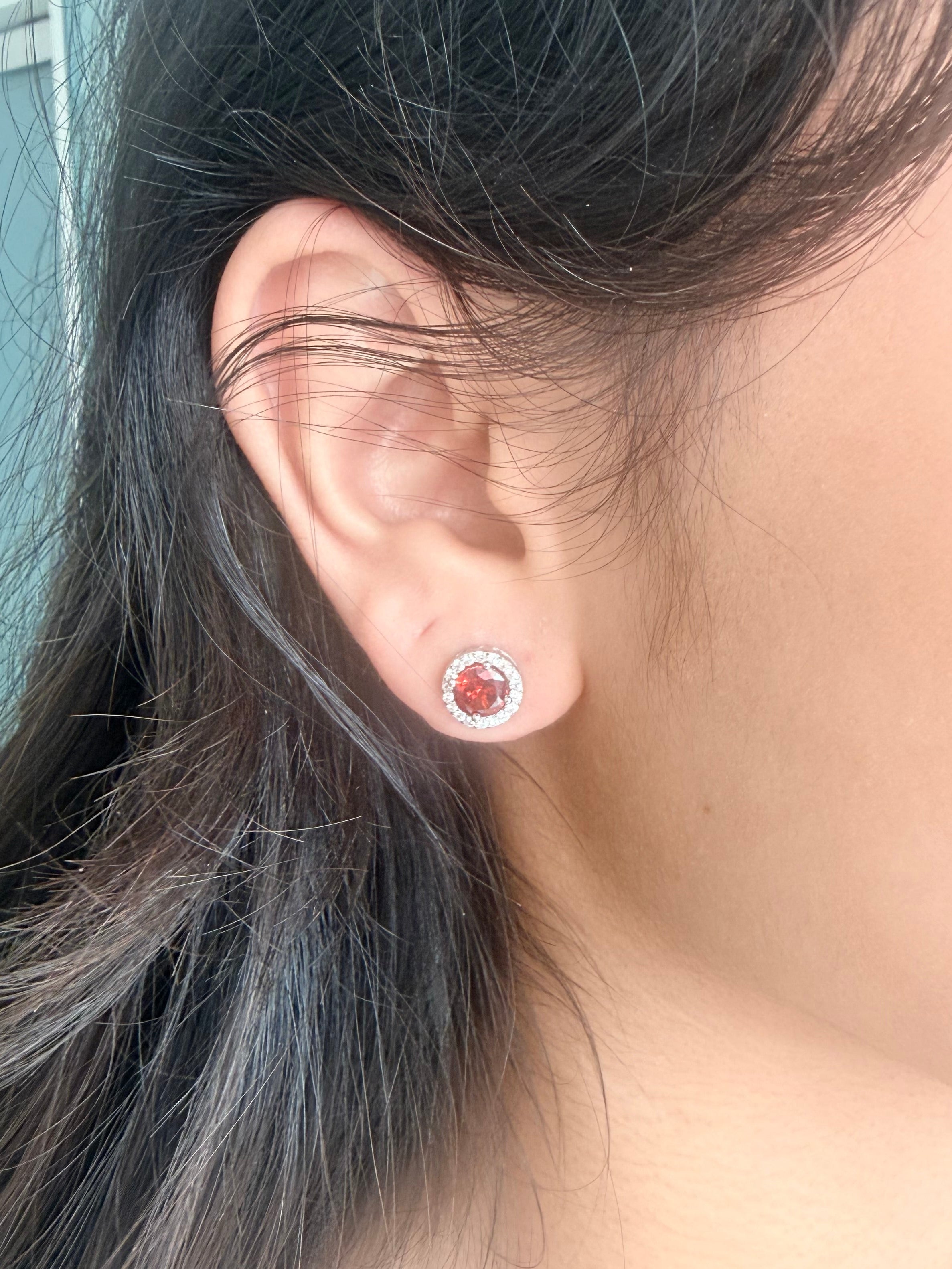 Amber Crystal Round Studs