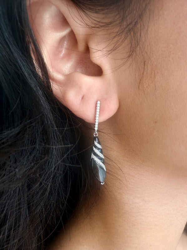 Black Enamel Dangle Earrings