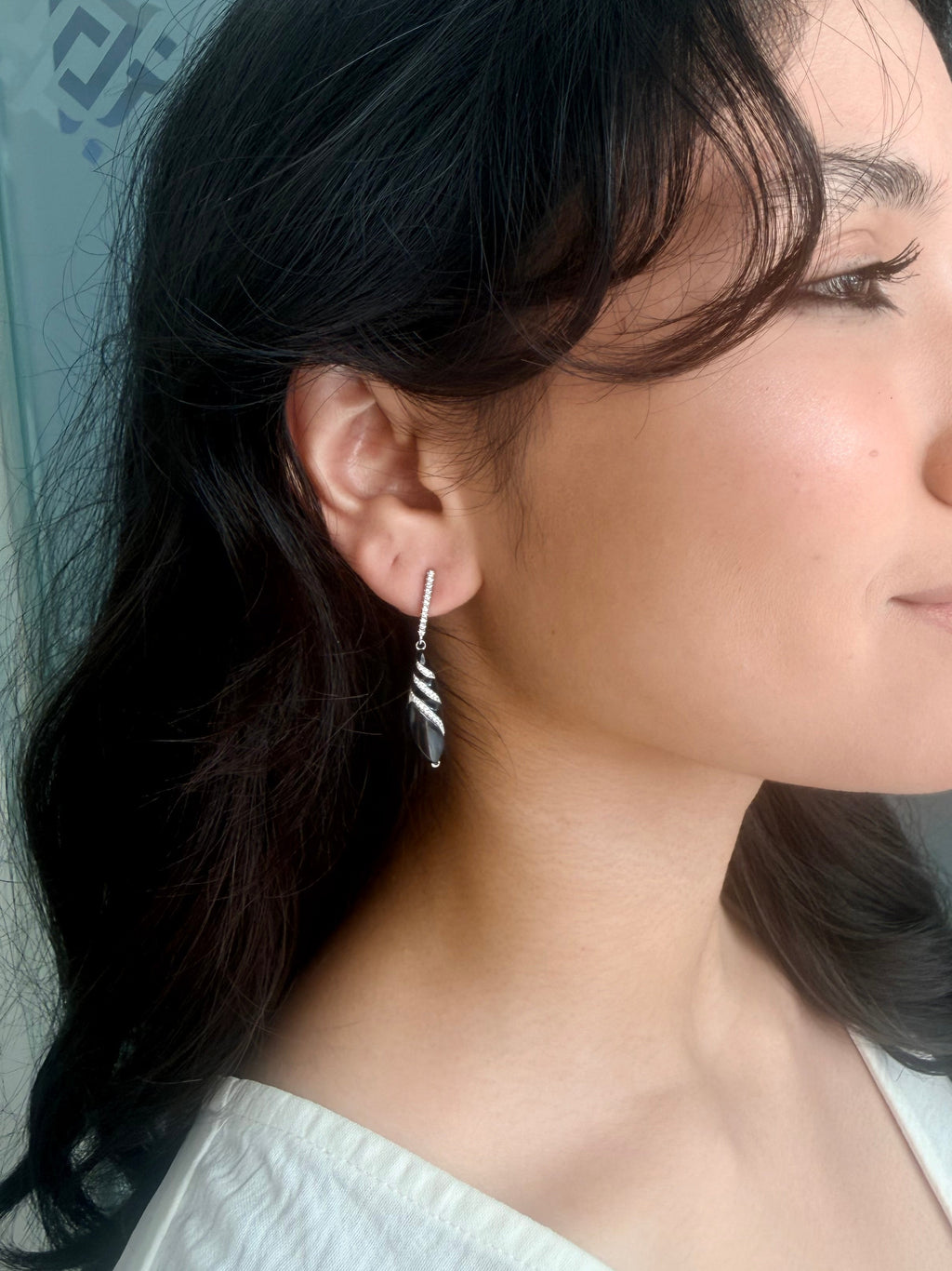 Black Enamel Dangle Earrings