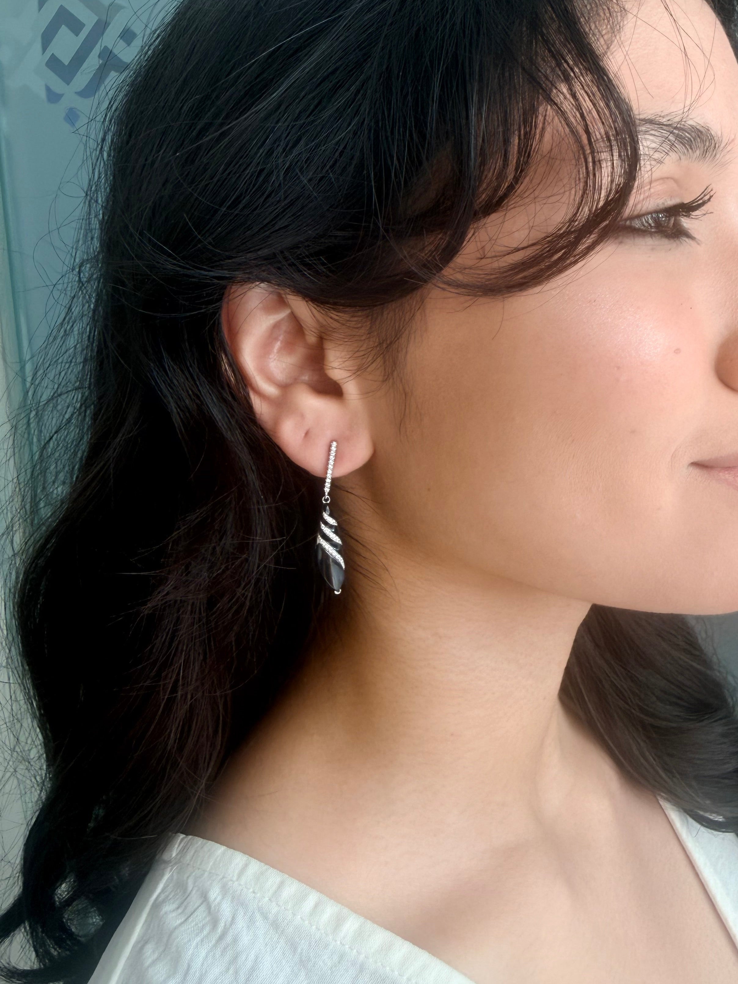 Black Enamel Dangle Earrings
