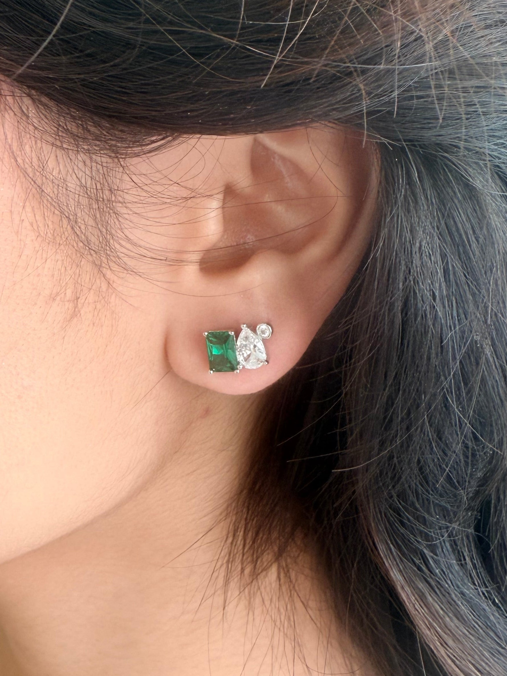 Geometric Trio Zircon Stud Earrings