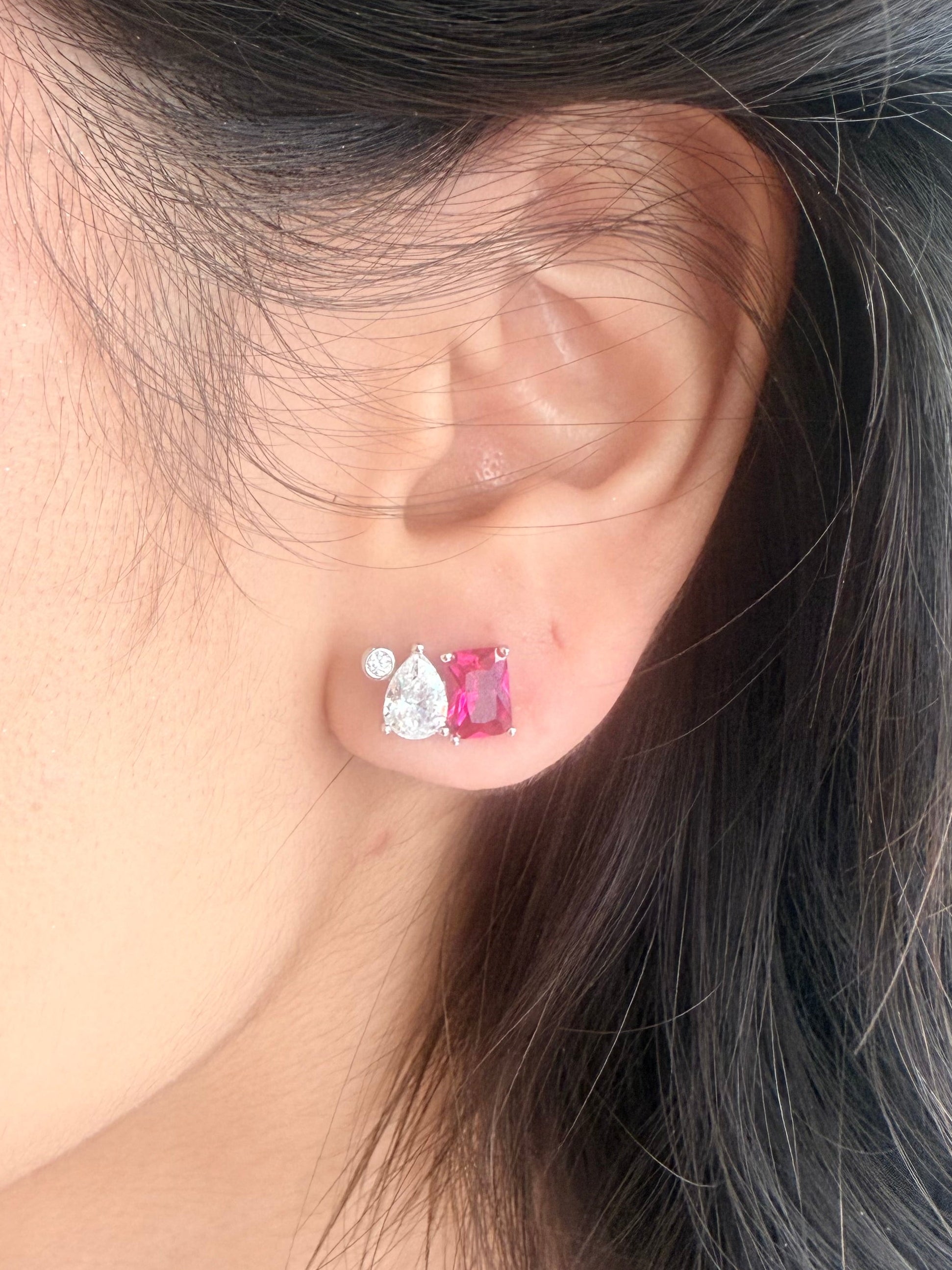 Geometric Trio Zircon Stud Earrings