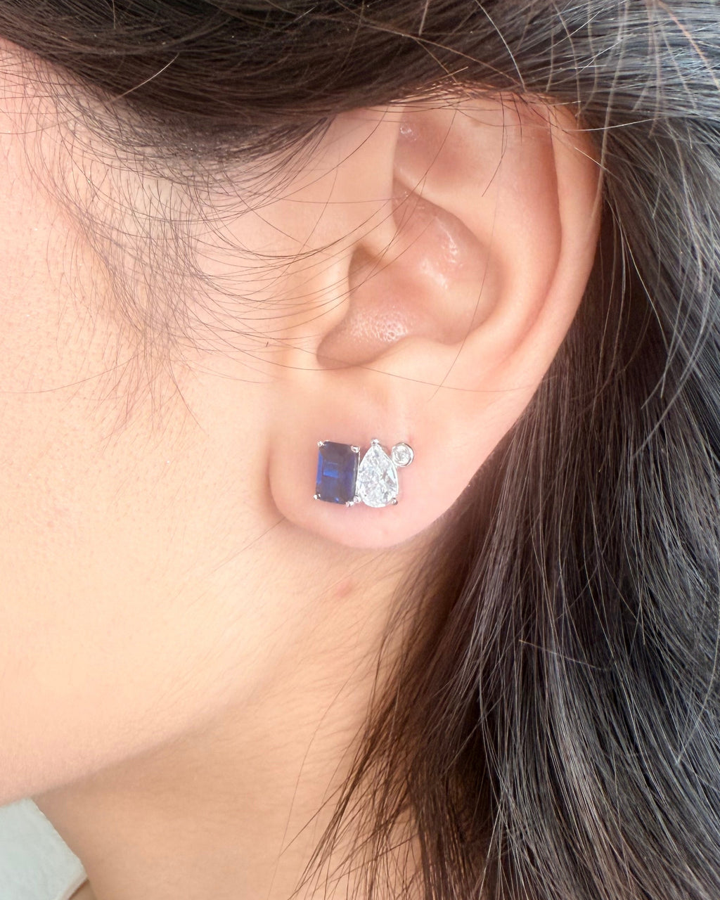 Geometric Trio Zircon Stud Earrings