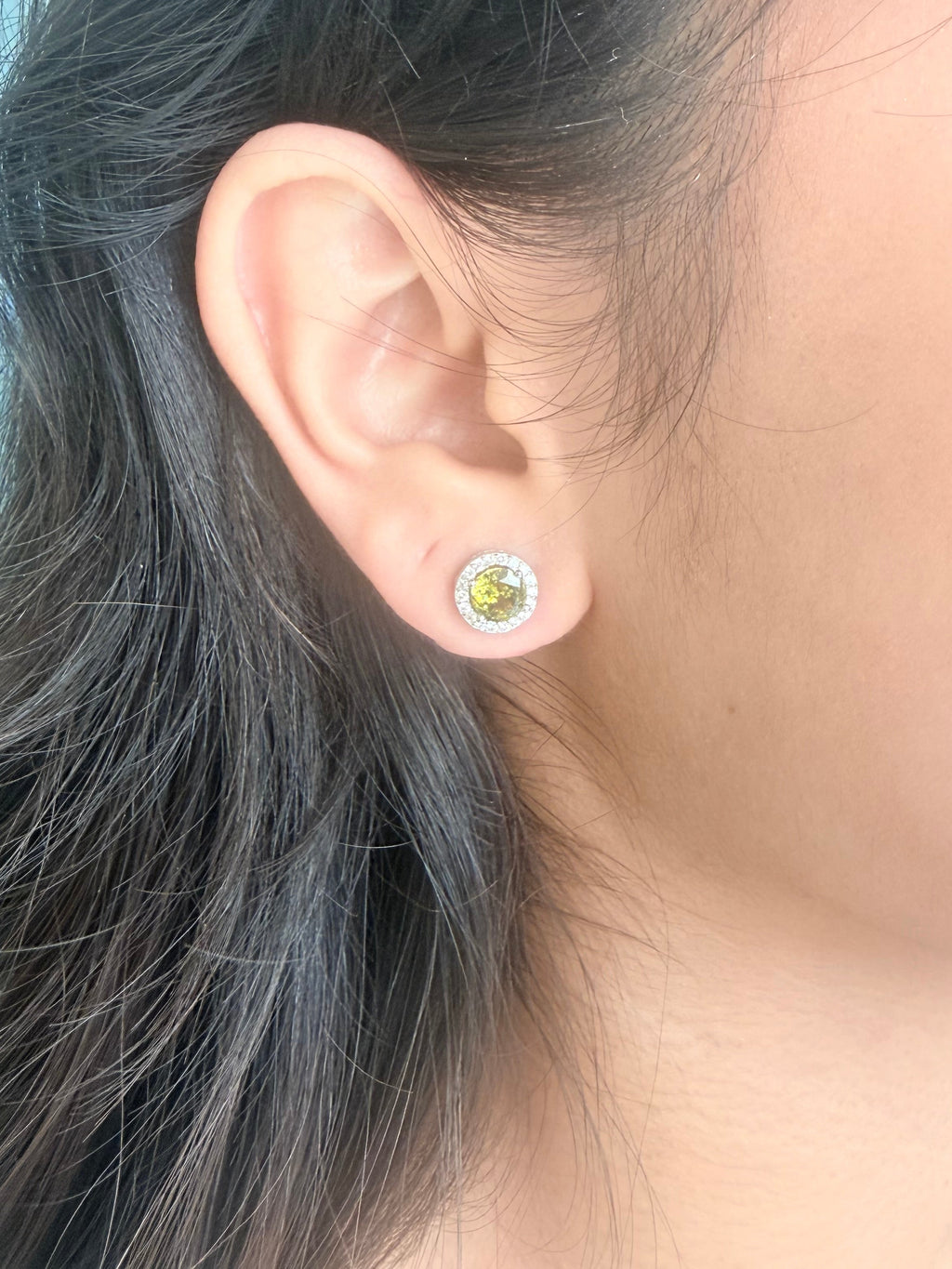 Green Crystal Round Studs