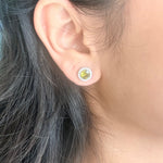 Green Crystal Round Studs