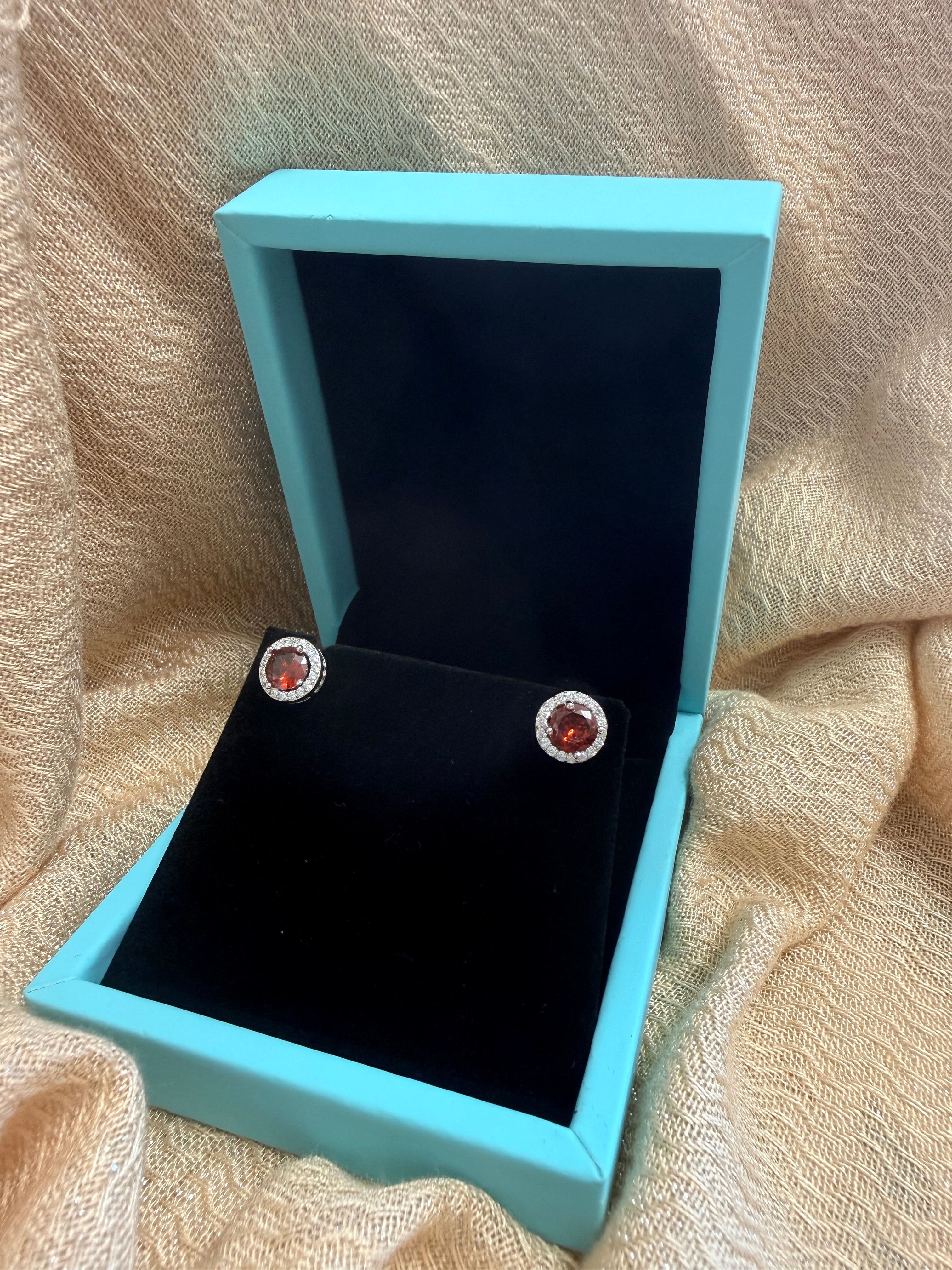 Amber Crystal Round Studs