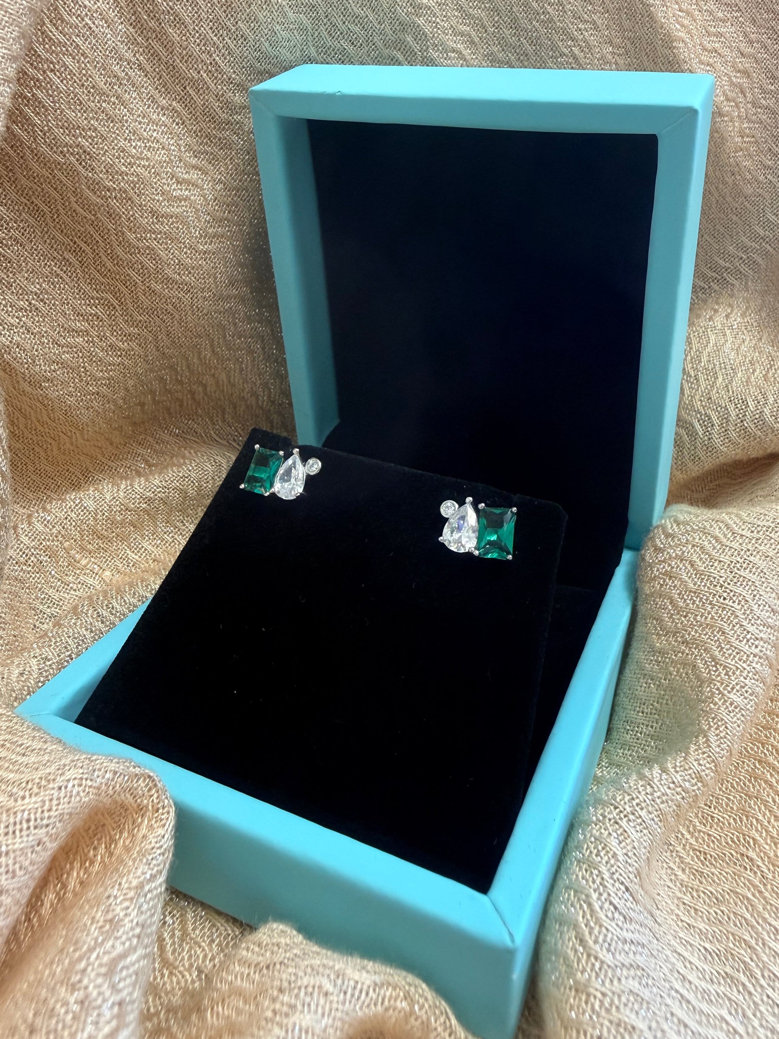Geometric Trio Zircon Stud Earrings