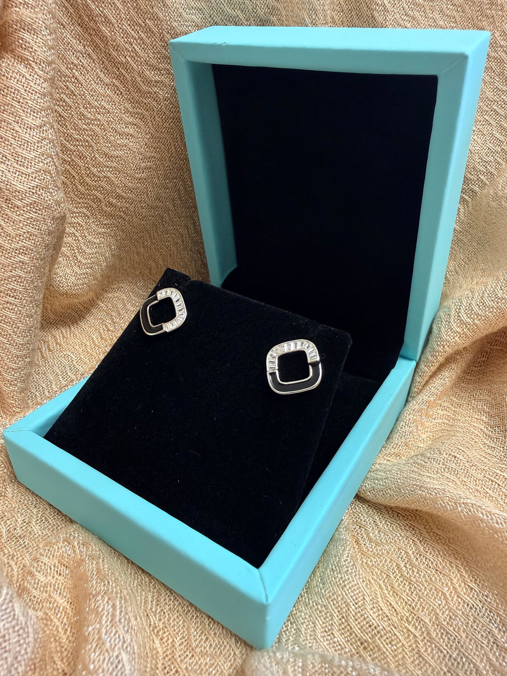 Black Enamel Stud Earrings