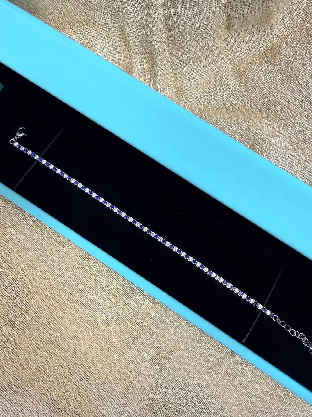 Blue and White Tennis Bracelet