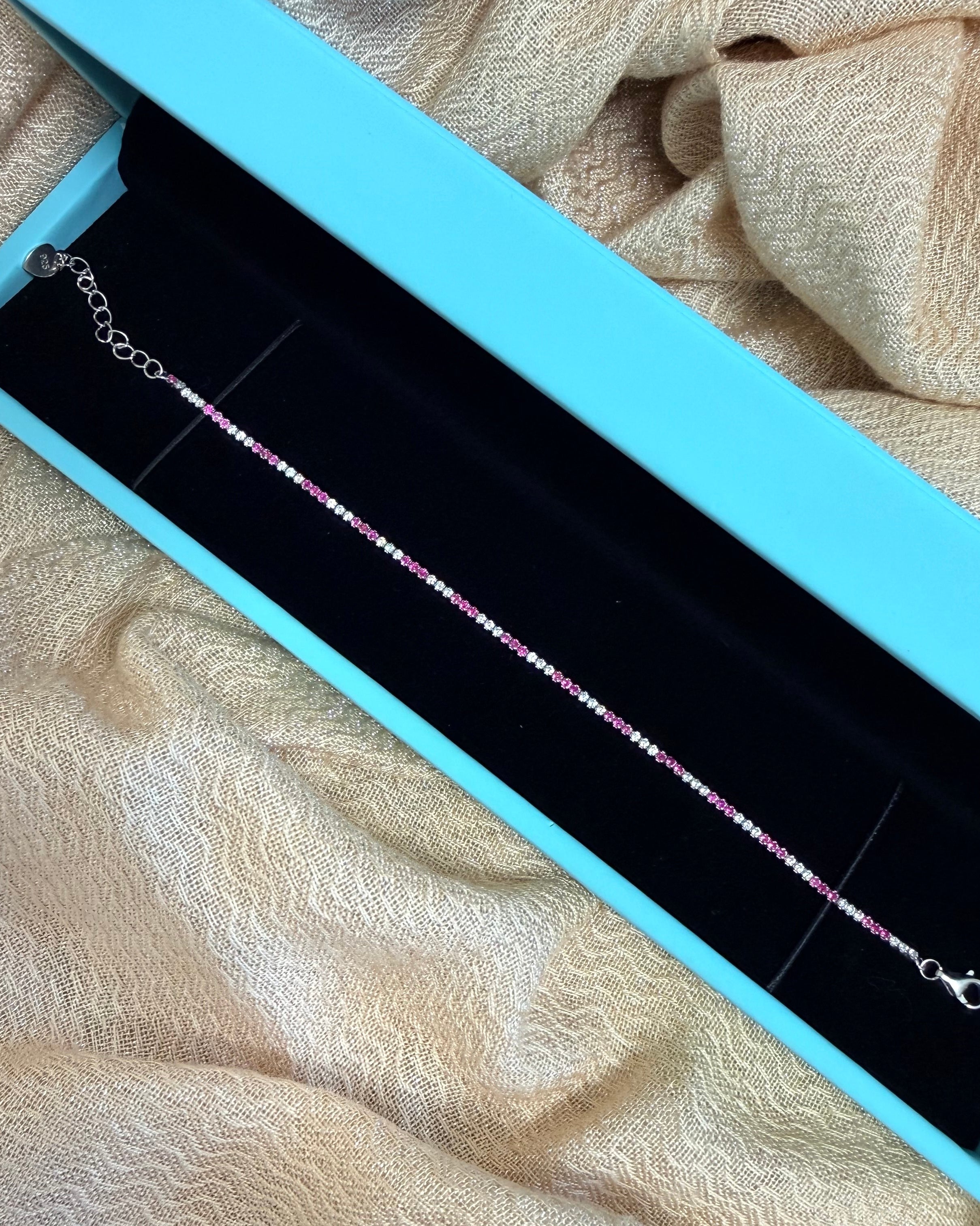 Red and White Tennis Bracelet