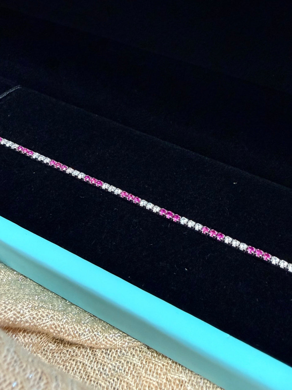 Red and White Tennis Bracelet