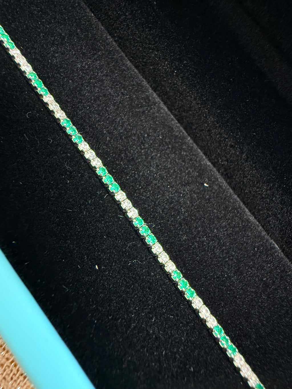 Green and White Tennis Bracelet