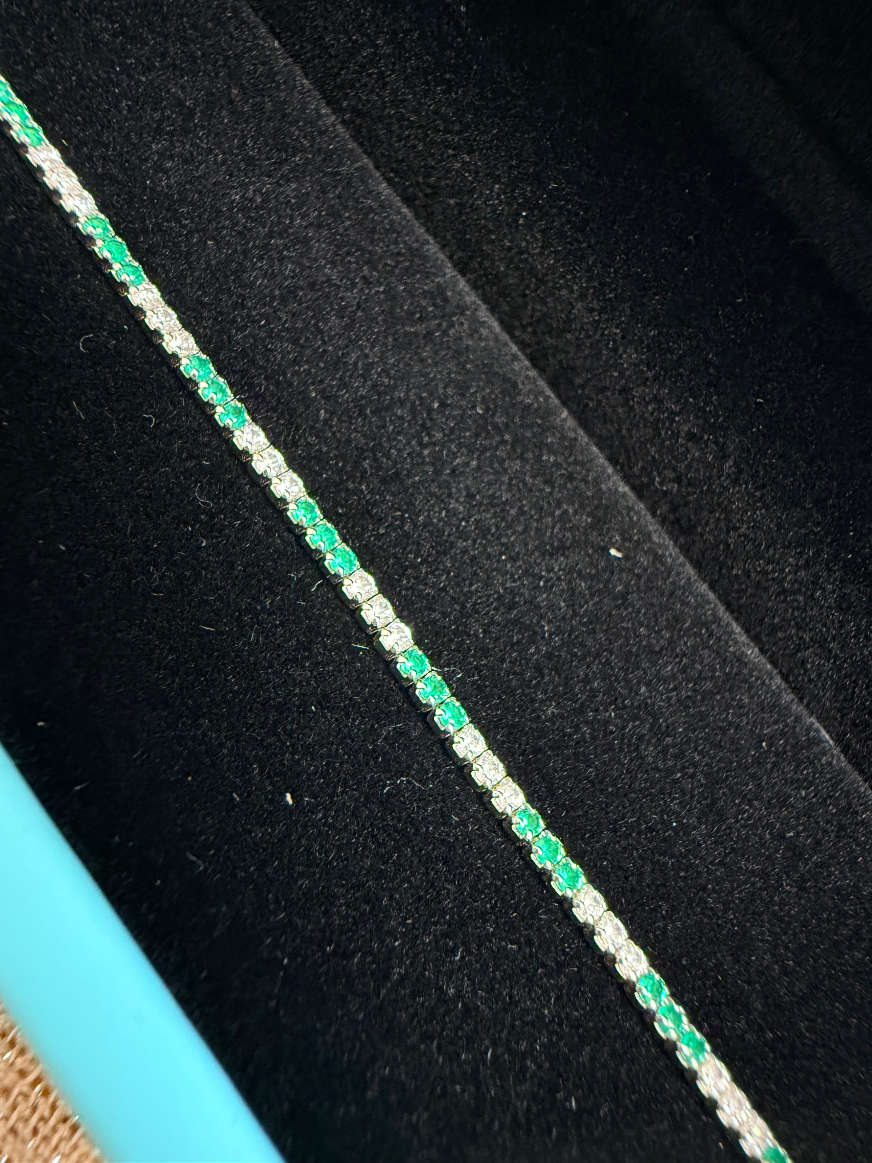 Green and White Tennis Bracelet