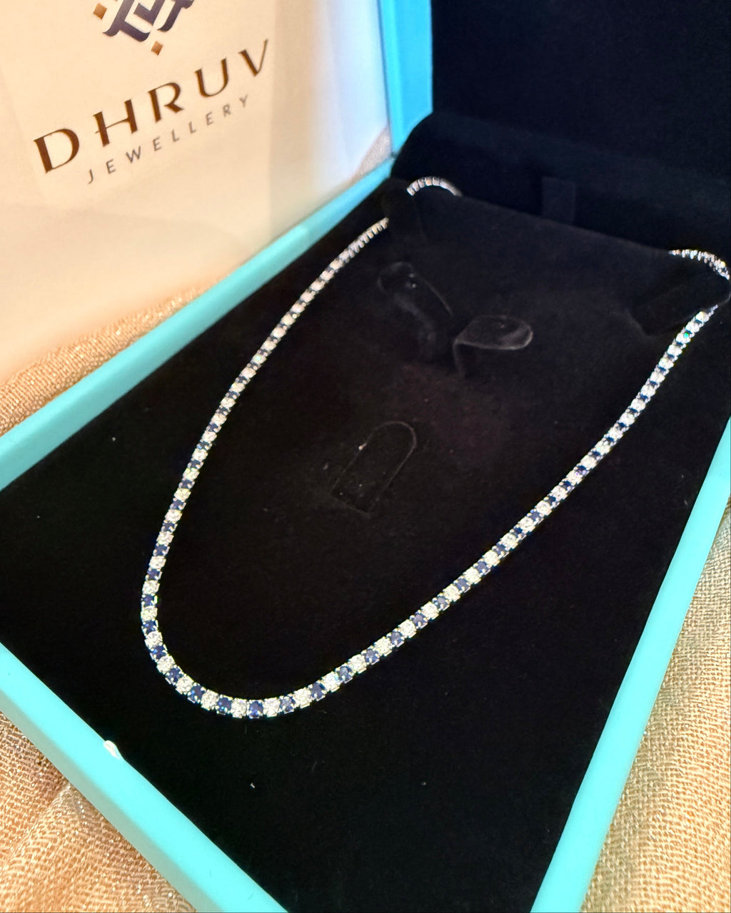Blue White Tennis Necklace