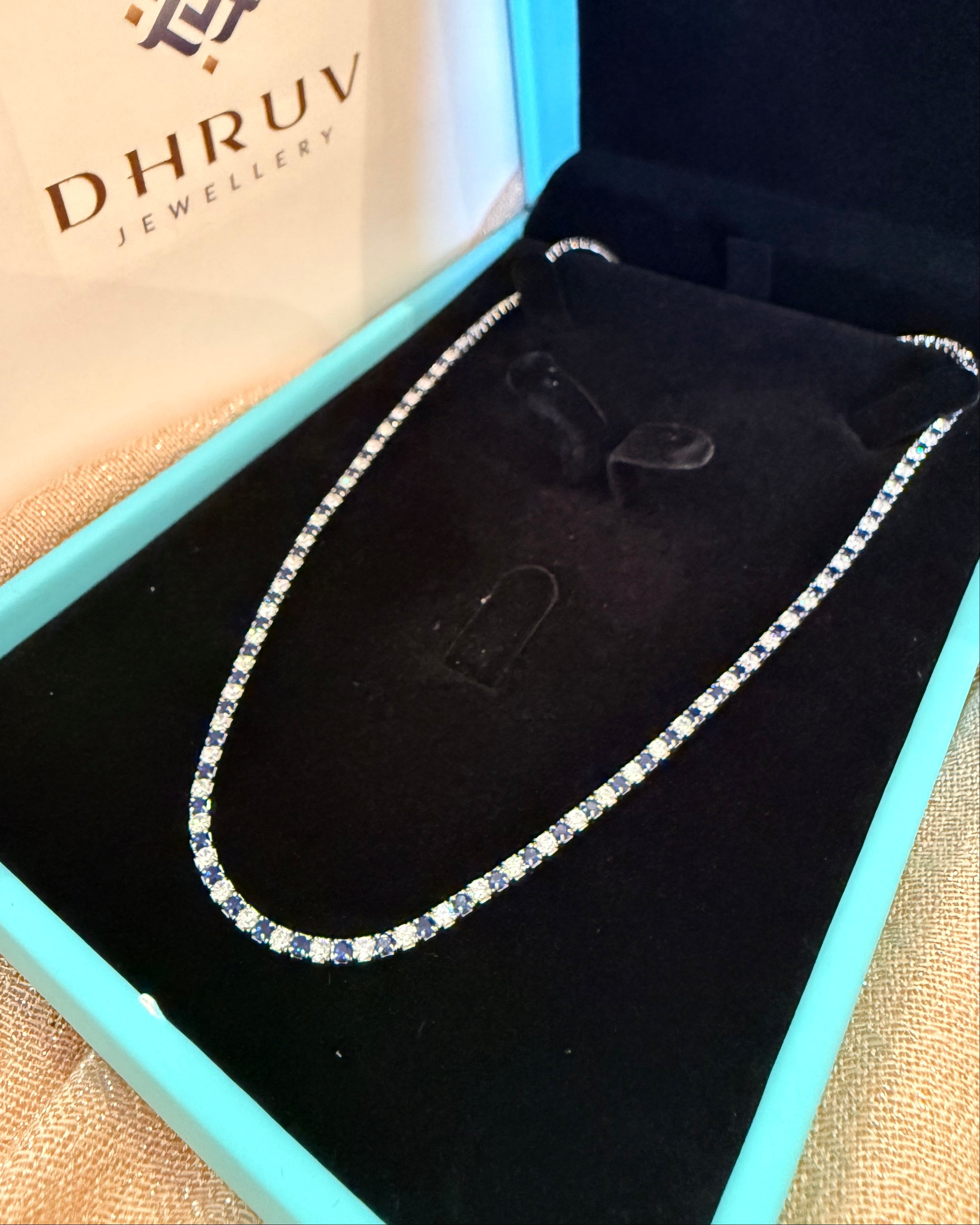Blue White Tennis Necklace