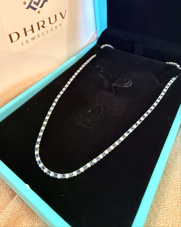 Blue White Tennis Necklace