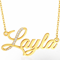 Cursive font name necklace with chain