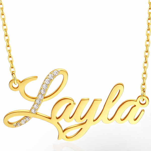 Cursive font name necklace with chain