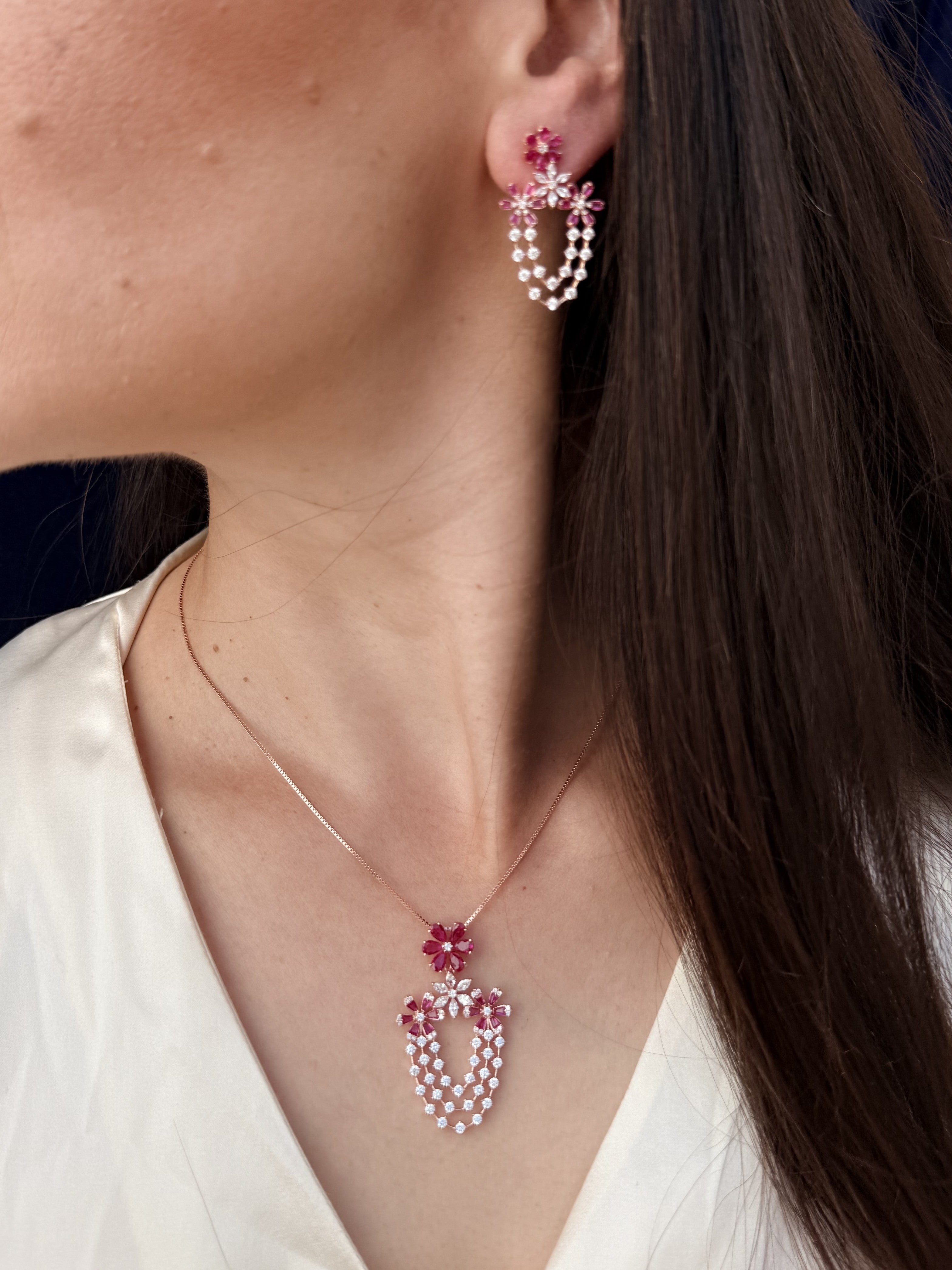 Ruby Blossom Cascade Set