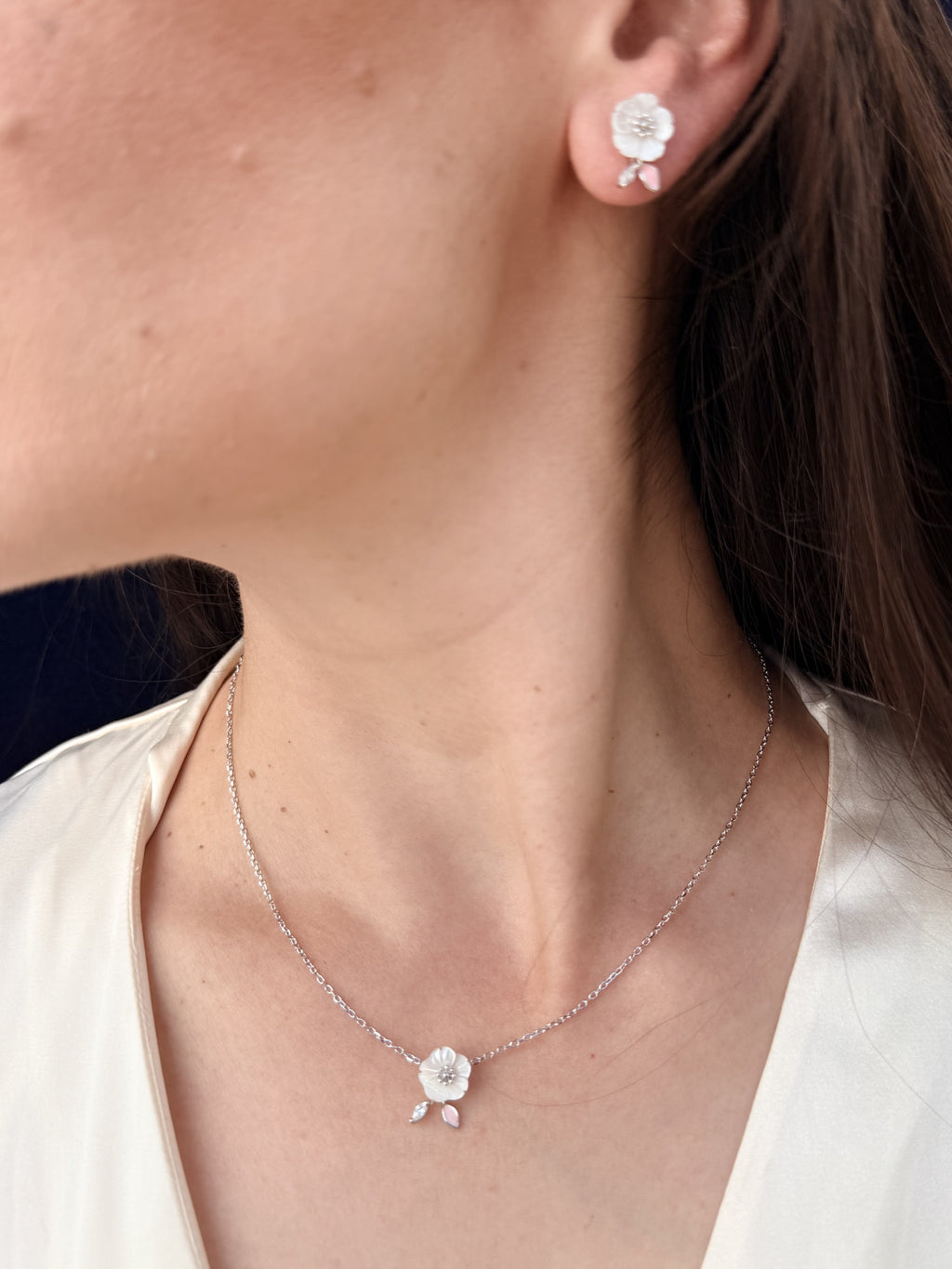 Snowdrop Blossom Pendant Set