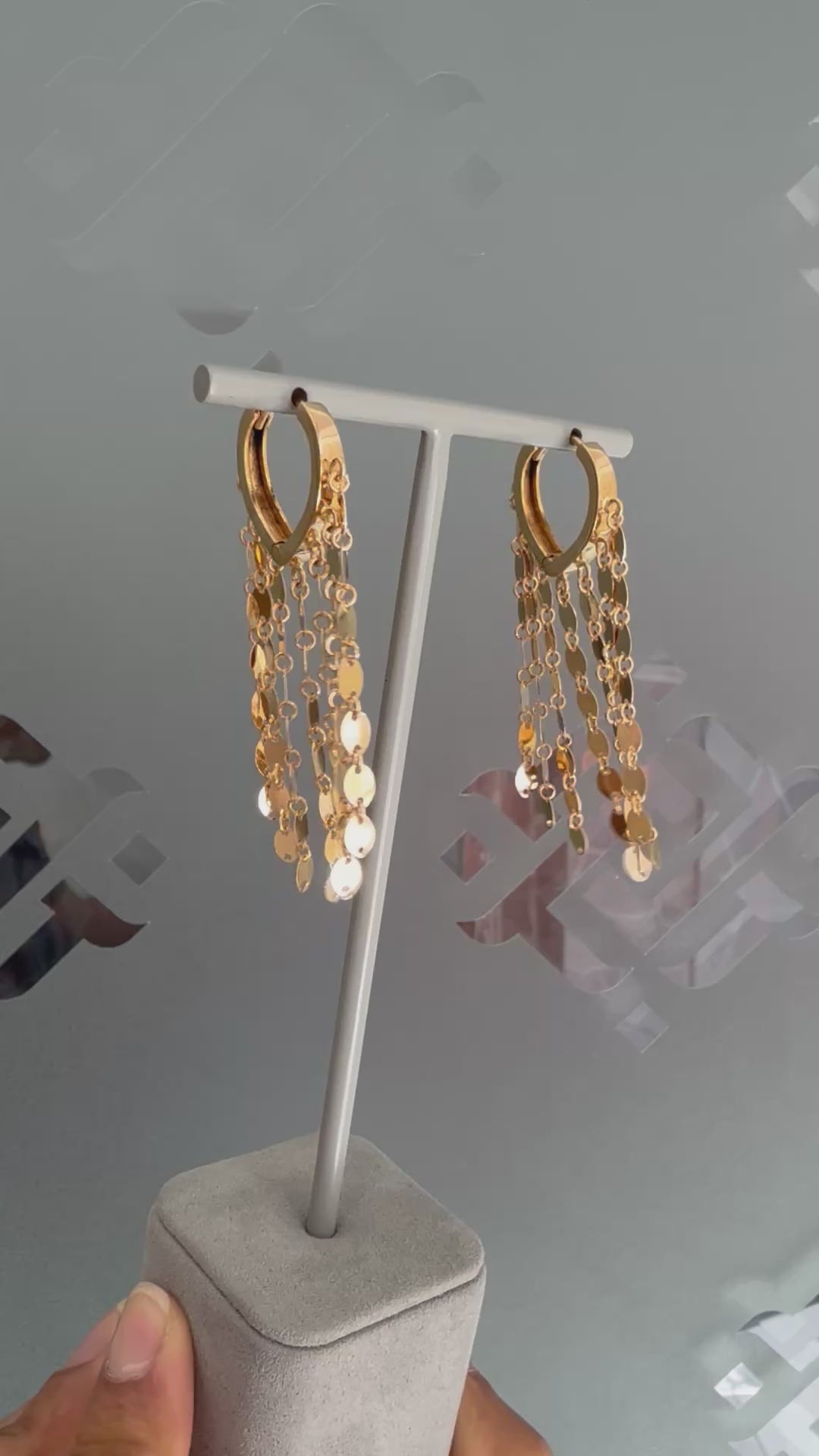Dancing Chain Tassel Hoop Earrings