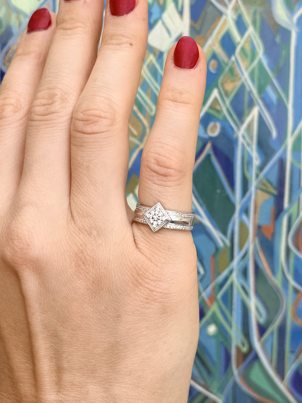 Starlight Zircon Cluster Ring